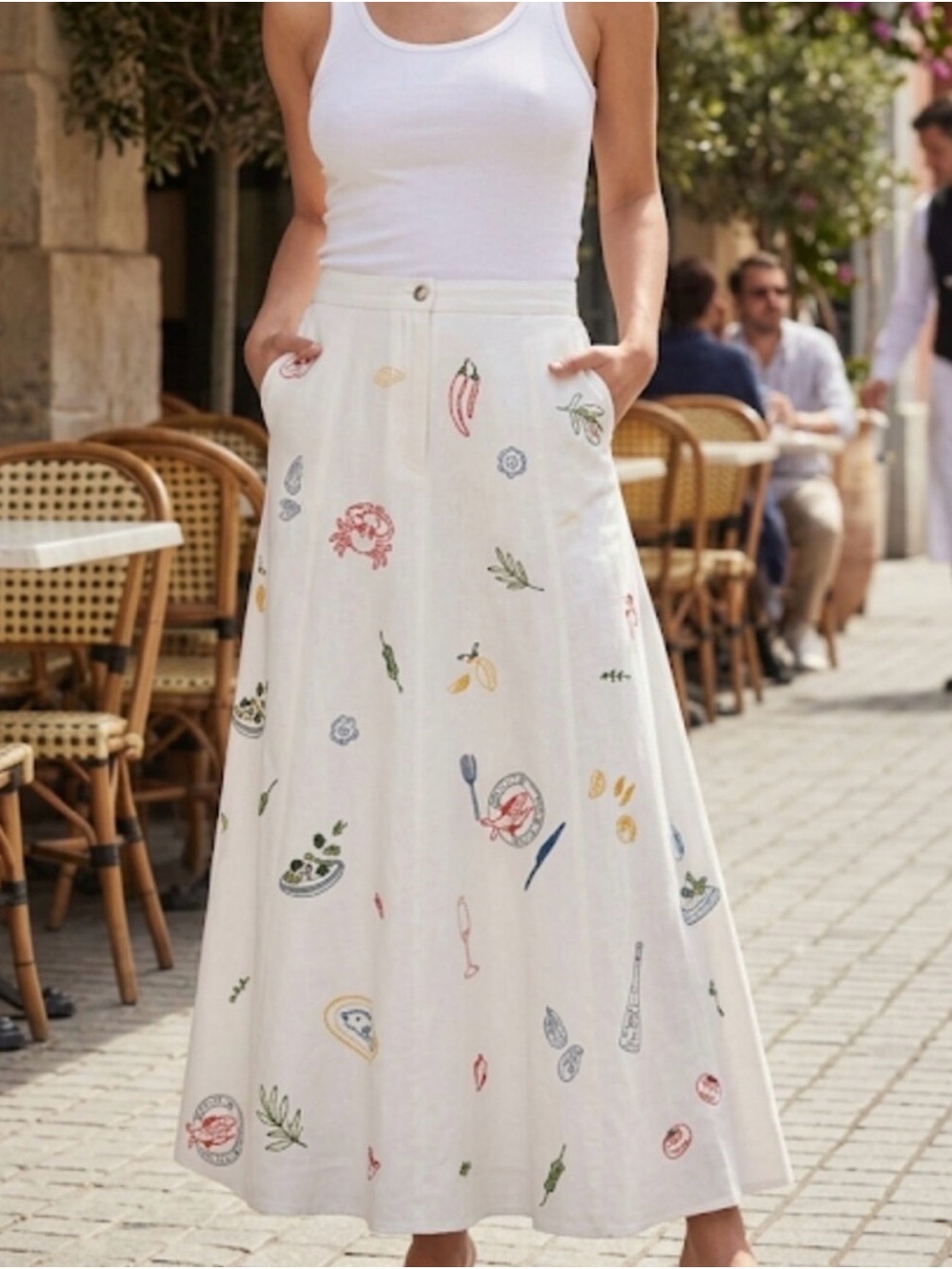 Caroline Constas Linen Blend
Dolce Vita Food Embroidered
Skirt Sz 8 NWT